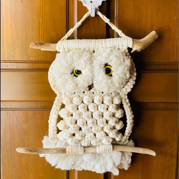 Vintage Mid Century Modern Macrame Owl Wall Decor - Picture 3 of 9
